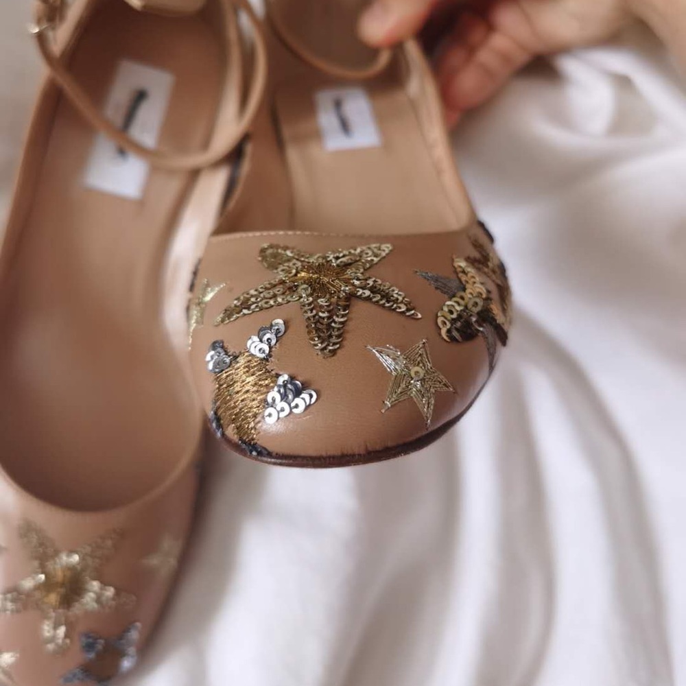 VALENTINO  leather STAR TANGO Ankel-Strap Pumps 36